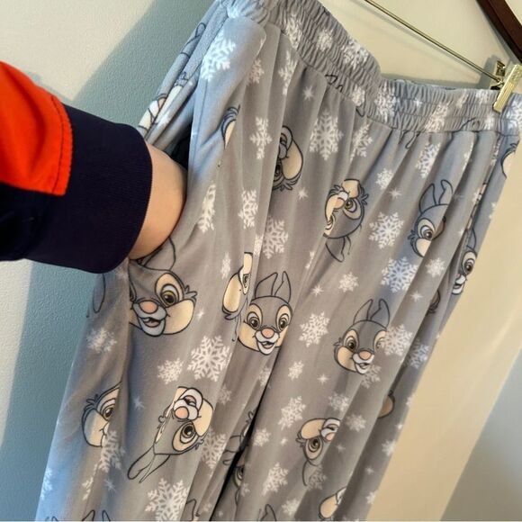 Disney Bambi Thumper Gray PJ Pajama Pants Winter Snowflake Women's L - Picture 5 of 6